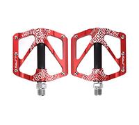 2Pcs Mountain Bike Pedal Aluminum Alloy Bearing Ultra Light Anti Slip Palin PedalSuitable for Mountain Bike (Red)