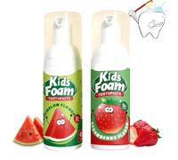 2Pcs Mousse Foam Toothpaste,Kids Fruit Flavour Toothpaste for Strong Teeth,Fresh Breath,Children Whitening Foam Toothpaste for U Shaped & Electric Toothbrush Oral Care(Watermelon+Strawberry)