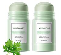2PCS Mugwort Clay Mask Stick, Deep Pore Cleansing Face Mask, Green Clay Stick for Acne Skin, Mugwort Mud Mask, Gentle Facial Exfoliator, Blackhead Remover, Oil Control, Korean Skin Care, Vegan