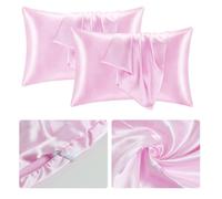 2PCS Mulberry Silk Pillowcase for Hair and Skin Health Soft Smooth Grade 6A Premium Antibacterial Anti-Mite Silk Pillowcase with Zipper Closure Gifts for Women Men Beauty Sleep 50x75 cm (Pink)