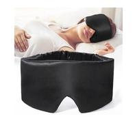 2pcs Mulberry Silk Sleep Mask Soft Eye Smooth Aid Blackout Night Use Breathable for Sleep(Black)