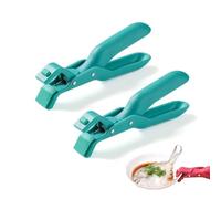 2PCS Multi Angle Hot Plate Gripper Tongs,Anti Scald Plate Gripper,Multi-Purpose Anti-Scald Bowl Holder Clip for Kitchen,Practical Silicone Anti Scald Bowl Holder Clip for Hot Food,Microwave (Green)