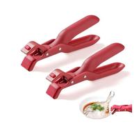 2PCS Multi Angle Hot Plate Gripper Tongs,Anti Scald Plate Gripper,Multi-Purpose Anti-Scald Bowl Holder Clip for Kitchen,Practical Silicone Anti Scald Bowl Holder Clip for Hot Food,Microwave (Red)