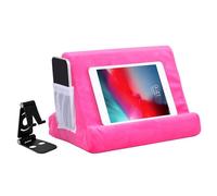 2pcs Multi-Angle Tablet Holder Cushion Stand with Net Pocket & Black Color Phone Stands Upgraded Tablet Pad Support for Phone,Pad,Books(Pink)