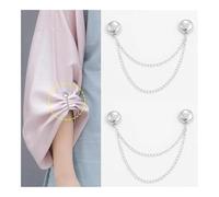 2pcs Multi-Function Magnetic Clothing Clip With Chain Metal Buttons Clip Clothes Scarf Trouser Legs Cuff Fixing Magnet Pin(Silver)