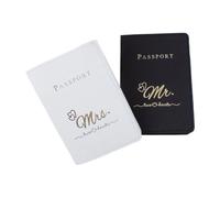 2Pcs Multi Functional PU Leather Passport Case Fashionable Travel Card Organizer for Secure Document Storage, Black and White, Love version