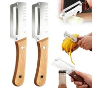 2PCS Multi-Functional Vegetable Peeler, 3-in-1 Stainless Steel Vegetable Peeler, Potato Peeler & Fruit Slicer, Sharp Blade Easy Grip Kitchen Tool for Carrot, Apple, Kiwi, Orange (Khaki)