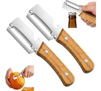 2PCS Multi-Functional Vegetable Peeler for Kitchen,2 in 1 Stainless Steel Vegetable Peeler with Wooden Handle and Bottle Opener,Portable Kitchen Peelers for Fruit,Apple,Potato,Pumpkin,Papaya
