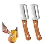 2PCS Multi-Functional Vegetable Peeler for Kitchen, Stainless Steel Fruit Peeler with Wooden Handle and Bottle Opener, Effortless Peeling for Apple, Potato, Pumpkin, Papaya