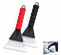 2Pcs Multi-Purpose Ice Scraper, Non-Slip EVA Foam Grip Handle, Non-Scratch Angled Blade, Portable Winter Snow Frost Ice Remover, Auto & Household Cleaning Tool for Windscreen Fridge Window Mirror