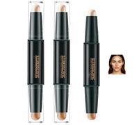 2PCS Multi-Use Contour & Highlight Stick - Dual-Ended 2-in-1 Waterproof Makeup for Face, Nose & Jawline Sculpting, Lightweight Blendable Long-Lasting Natural Glow (2PCS*01#)