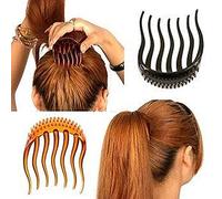 2PCS Multifunction Plastic Hair Insert Comb Hair Donut Ponytail Pads Hair Bump it UP Maker Braid Hairstyle Styling Beauty Tool Hair Styling Accessories For Women Lady Girls Black+Coffee