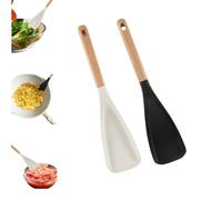 2Pcs Multifunction Spatula Cooking Spoon, 2025 New 2-in-1 Multi Function Spatula Spoon, Long Handled Wooden Matte Silicone Spatula Salad Scoop, Cooking,Serving，Non Stick Pot Cooking ，for Kitchen pots