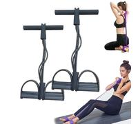 2PCS Multifunction Tension Rope,Pedal Elastic Yoga Foot Pedal, Exercise Equipment for Home,Puller Resistance Band,Sit Up Exercise Equipment (Black)