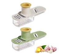 2PCS Multifunctional Garlic Grinder, Mini Garlic Slicer Multi-Functional Mandoline Slicer Veggie Shredder, Small Hand Grinder for Grind, Slice and Shred, Multi Functional Cutter Tool (Mix)