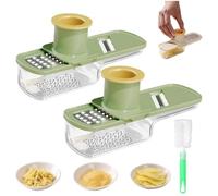 2PCS Multifunctional Garlic Grinder,Mini Slicer That Can Grind,Multi-Functional Mandoline Slicer Veggie Shredder Garlic Ginger Grinder Vegetable Mandoline Cutter with Container for Vegetables
