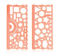 2Pcs Multifunctional Geometric Ruler, Upgraded Drawing Ruler with Geometric Design and Protractor for School and Office, Orange