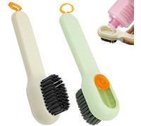 2Pcs Multifunctional Liquid Shoe Cleaning Brush with Soap Dispenser, Shoe Laundry Brush Scrub Brushes for Cleaning, Soft Bristle Cleaning Brushes for Household Use Bathroom Kitchen (Green, White)