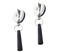 2pcs Multifunctional Retractable Key Ring Pen Cap with Steel Wire | Silicone and Plastic Build, Black Finish, Anti-theft Support, Load-bearing Design for Outdoor Mountaineering Sports
