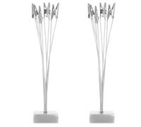 2pcs Multihead Memo Holder with Cube Stable Base Metal Wire Stand | Stainless Steel and Resin Material, Holds Multiple Notes and Place Cards, for Teachers and Receptionists