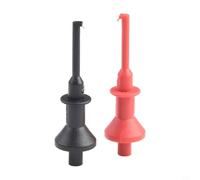 2pcs Multimeter Test Hooks with 4mm Threaded Banana Leads Designed for Electrical Measurements with Insulated Handle and Extendable Spring Hook Clamps