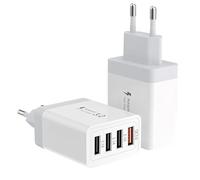 2PCS Multiple USB Charger, 33W with 4 Ports QC 3.0 Fast Charging, Multi-Port Charging USB-Adapter for iPhone 16/15/14/13/12/11 Pro Max, iPad, Samsung Galaxy A14 A15 A34 A55 S20 S10 S9 S8