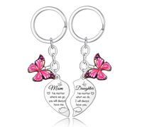 2PCs Mum Daughter Heart Matching Keyring Set Long Distance Relationship Gifts for Mother and Daughter Keyring Mothers Day Gifts Birthday Gifts