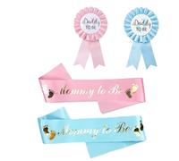 2pcs Mummy to Be Sash, Baby Shower Sash for Mum to Be Party Decoration Party Supplies for Women Gifts（Pink and blue）