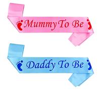 2PCS Mummy To Be Sash Pink Daddy To Be Sash Blue Mummy and Daddy To Be Sash Mum To Be Sash Baby Shower Sash Dad To Be Sash Party Decoration Supplies Baby Shower Sashes for Mum Family