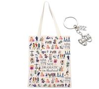 2PCS Musical Make Up Bag Set, Musical Theatre Gifts, Canvas Shoulder Bag with Mask Keychain, Ideal for Theatre Gifts and Drama Teachers, Durable Makeup Bag, Travel and Shopping, 38x35cm