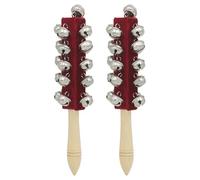 2PCS Musical Percussion Bells Wood Handle Sleigh Bell 21 Bell Percussion Musical Instrument Stick Shaker Christmas Handbells