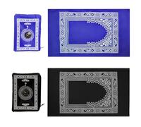 2Pcs Muslim Prayer Carpet Travel with Compass Portable Pocket Prayer Rug Waterproof Foldable 100x60cm Gifts for Men Women Ramadan Eid Hajj Namaz Praying Rug for Family Friends Janamaz Sajadah