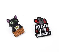 2pcs My cat is my valentine Brooch Pins Kitten Brooches Lapel Badges Animal Cartoon Funny Jewelry Accessories Gift for Friends