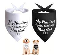 2Pcs My Humans Are Getting Married Dog Bandana Engagement Gifts for Dog Lovers,Triangle Dog Wedding Outfit Bandanas Wedding Gifts for Couples Who Own Pets Hen Party Engagement Decorations,66*44*44cm