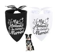 2PCS My Humans are Getting Married Dog Bandanas, Triangular Dog Bandana Engaged Gift, Comfortable Adjustable Dogs Wedding Bandanas Engagement Outfit for Wedding Supply Party Photo Decoration