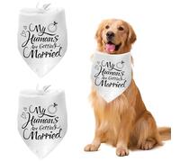 2Pcs My Humans Are Getting Married Dog Wedding Bandana, Triangle Pet Bandana for Wedding Photo Prop, Engagement and Wedding Accessory for Small Dogs and Pets, Reversible Adjustable Dog Scarf