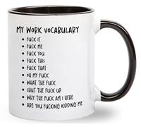 2PCS My Work Vocabulary Coffee Mug - Funny Coworker Birthday Gift Idea for Him or Her - Present for Boss Employer Bestfriend - Sarcastic Gag Going Away Farewell for Men Women
