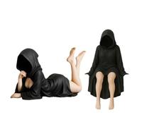 2Pcs Mysterious Statue,Gothic Book Shelf Decorations Elegant Queen Figure Sitting Black Robe,Garden Bookshelf MysteriousThe Hooded Enigma for Kitchen, Bedroom, Dining Room, Reading Room,Fireplace