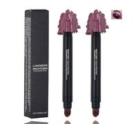 2PCS Mystic Plum Dual-Ended Eyeshadow Pencil with Brush - Metallic Cream Shadow Stick, Waterproof Longwear Eye Colour, Smudge-Proof & Easy-Blend Makeup Tool for Shimmer, Smokey & Bold Looks