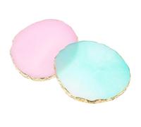 2pcs Nail Art Mixing Tray Resin Agate Plate with Gold Edge | Smooth Surface, Not Easy to Deform or Break, Salon Use, Comfortable Hand Feel