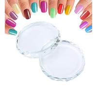 2PCS Nail Art Palettes Color Mixing Toning Glass False Eyelash Glue Hold Makeup Pallet