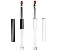 2Pcs Nail Brushes, Oval & Flat UV Gel Nail Art Brushes with Rhinestone Handle, Professional Gel Pen for DIY Painting and Polishing on the Cuticles Art