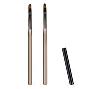 2pcs Nail Clean Up Brushes, Painting Brushes for Nails with Round & Angled Head Pen Painting Tools Nail Remover Brushes for Art Design & Polish Mistake Cleaning (Tea Brown)