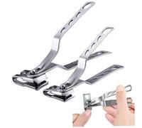 2Pcs Nail Clippers Rotating Stainless Steel Toe Nail Clippers for Thick Nails Sturdy Fingernail Clipper with Wide Opening & Long Handle for Seniors Thick Toenails, Toe Cli