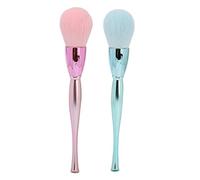 2pcs Nail Dust Cleaner Brush, Nail Dust Remover Brush for Nail Art and Makeup, Soft Synthetic Fiber Powder Brush with Electroplated Handle for Home and Salon Use