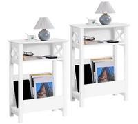 2Pcs Narrow Side Table Magazine Holder White