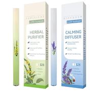 2PCS NAT/Ural Herba/LAN Lavender Aroma/Ther/apy dif/fuser Pen - Stop Sm/oking A/ids, Flavoured Air Inh/aler, Night & Day Relax,Her/bal Inh/aler,Thy/me and Mint Natural Lung Support #Blue and Green