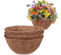 2PCS Natural Coco Fiber Liners for Round and Trough Hanging Baskets, Coconut Fiber Replacement Liners for Hanging Basket Flowers, Garden Porch & Balcony Planter Liner Replacement (2PCS, 12in/30.5cm)