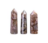 2pcs Natural Crystal Pillar - Single Pointed Hexagonal Prism Raw Stone Ornament(Sakura Agate Pillar,6-7cm)