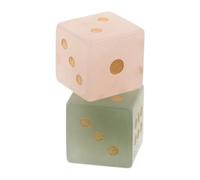 2pcs Natural Gemstone Polyhedral Dice Set, 16mm Jade Mahjong | Black Velvet Pouch Included, Gold Pips and Smooth Edges, for Board Games, Party Play, Collectors